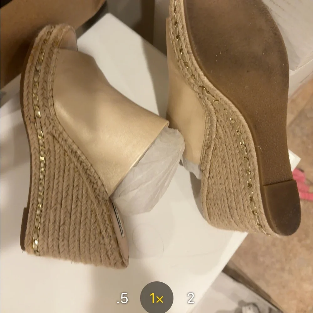 Karl Lagerfeld Metallic Taupe Open-Toe Espadrille Mules